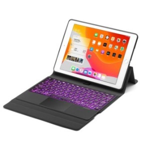 Custodia per mappa Loomax, tastiera Bluetooth per iPad Pro 10,9 pollici, con 7 colori e mouse touchpad, portapenne Apple, Nero