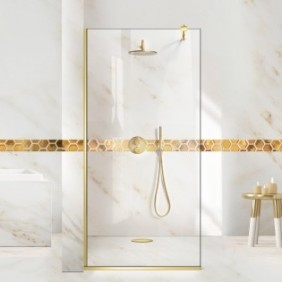 Parete doccia walk-in Aqua Class ® Gold, vetro trasparente, fissata, 100x195 cm