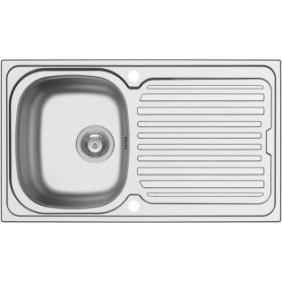 Lavello cucina Pyramis AURORA 86x50cm, 1 vasca, 1 gocciolatoio, profondità 150mm, finitura satinata, reversibile, acciaio inox