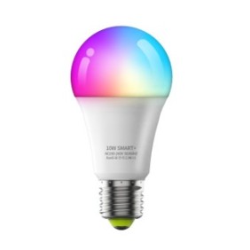 Lampadina LED Smart RGB+ CCT, Wi-Fi, E27, 10W, 800 lm, luce bianca e colorata, controllo vocale, compatibile con Google Assistant, Amazon Alexa