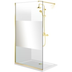 Parete doccia walk-in Aqua Roy ® Gold, modello Line incolore, vetro trasparente da 8 mm, protetto, anticalcare, 110x195 cm