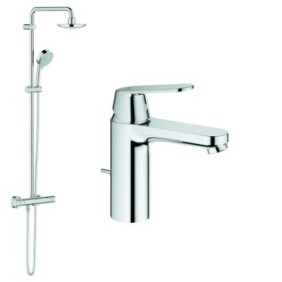 Pacchetto sistema doccia Grohe New Tempesta + rubinetto lavabo Cosmo di media altezza