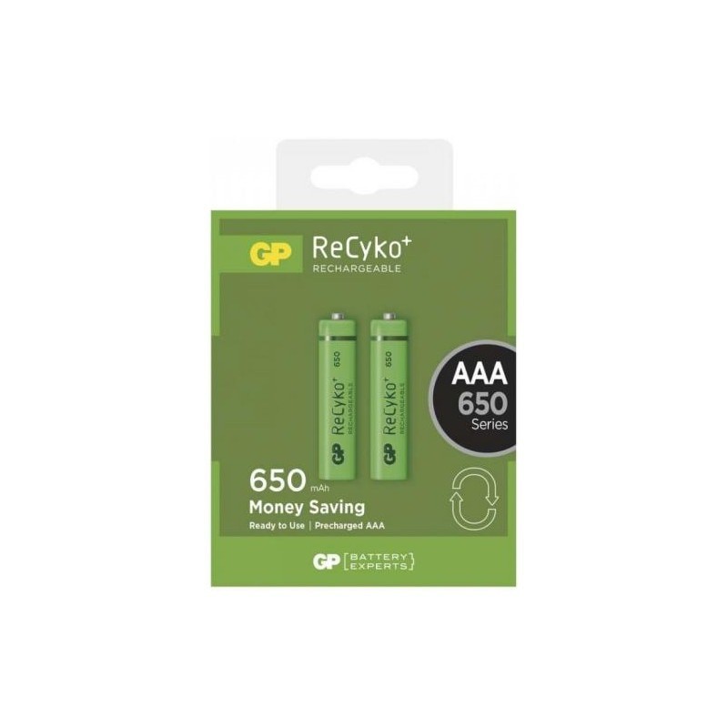 Batteria AAA (R3) NiMH Recyko+ 650mAh 2 pezzi/blister GP