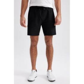 DeFacto, Shorts in misto cotone con tasche laterali, Nero