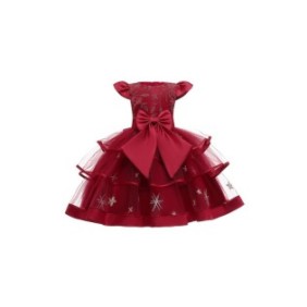 Elegante abito da carnevale da principessa, AmzBarley®, compleanno, Natale, Halloween, poliestere/cotone, rosso, 3 anni, 110 cm