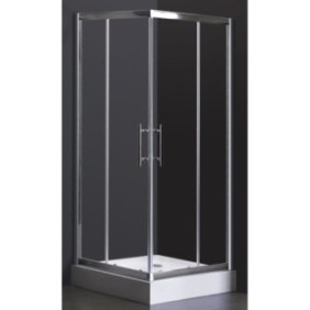 Box doccia quadrato Kroner Square 2 79CD3529, reversibile, porta scorrevole, vetro trasparente, vetro di sicurezza, 6 mm, 90x90x190 cm, profilo cromato
