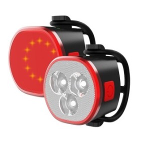 Set luci iFinne®, luce anteriore e posteriore a LED, batteria a lunga durata, ricaricabile, 4 modalità di illuminazione, 2 cavi USB