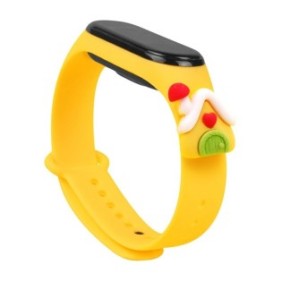 Cinturino per smartwatch natalizio, Hurtel, Plastica, Compatibile con Xiaomi Mi Band 6/5, Giallo