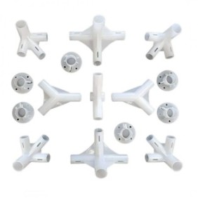 Set di 15 accessori PROCART, connettori per montaggio gazebo da giardino 3x6 m, parti in ABS, bianco