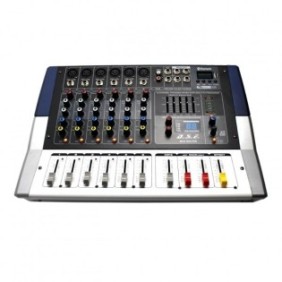 Mixer amplificato a 6 canali, Console DJ, 500 W, Connessione Bluetooth, USB, Processore effetti, 2 x Speak ON, 2 x Jack 6,3 mm, Bianco/Nero