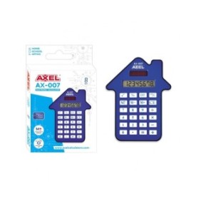 Calcolatrice 8 cifre, elettronica, Axel AX-007, 457669, a forma di casa, spegnimento automatico, blu