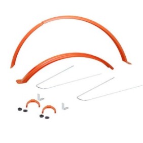 Set parafanghi in plastica per bicicletta Rival Store 26-28", kit di montaggio incluso, arancione