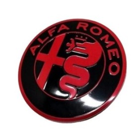 Emblema del volante, alluminio, nero/rosso