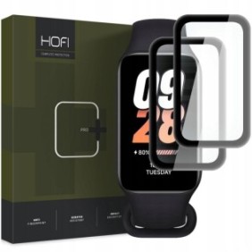 Set di 2 pezzi di vetro protettivo, Hofi, per Xiaomi Mi Band 8 Active, con cornice nera, Trasparente