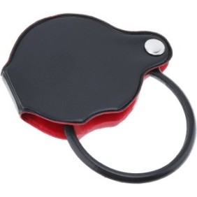 Mini lente d'ingrandimento tascabile con custodia, Ecopelle/Plastica, Nero