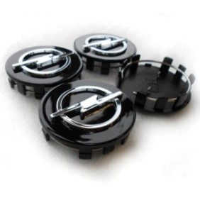 Set di 4 stemmi per cerchi in lega Opel 55/58mm, neri