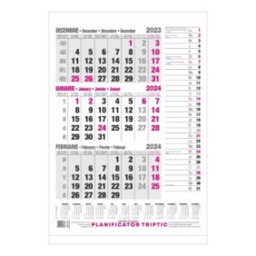 Calendario da muro 2024, Trittico con agenda giornaliera, formato A3, 30x41,5 cm, 12 pagine