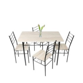 Set tavolo + 4 sedie da cucina, struttura in metallo, 110x70x75 cm, Ferrara/Nero
