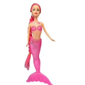 Bambola sirena, colore rosa, 30 cm