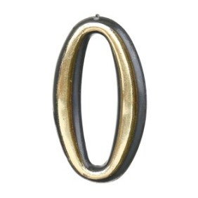 Numero civico "0", per cancello/porta, autoadesivo, plastica, 55 x 35 mm, oro