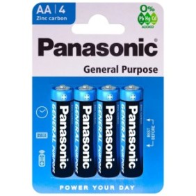 Batterie AA zinco-carbone Panasonic, uso generale, 4 pz