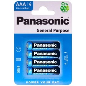 Batterie AAA zinco-carbone Panasonic, uso generale, 4 pz