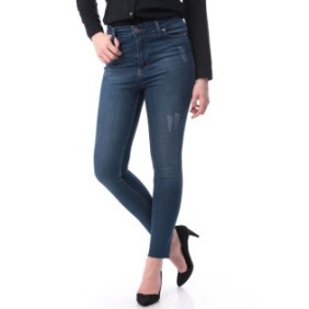 Blue jeans smart casual con vita alta e tasche XS, Denim