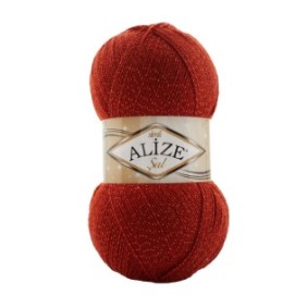 Filo Textil Alize Sal Simli 36, per uncinetto e maglia, acrilico, mattone, 460 m