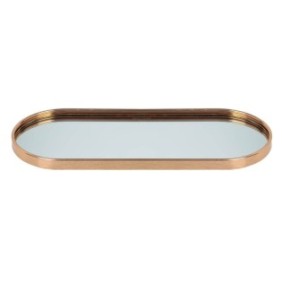 Portacandele Shopiens®, tipo vassoio ovale con specchio e bordo dorato, 30 x 12,5 x 1,5 cm