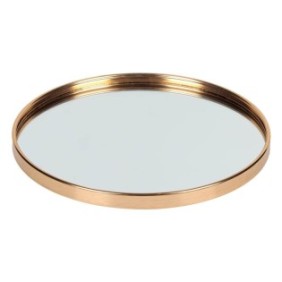 Portacandele vassoio rotondo Shopiens® con specchio e bordo dorato, 20 x 1,5 cm