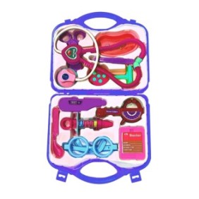 Doctor Teno® Set kit medico da infermiera, gioco di ruolo, 11 accessori e scatola portaoggetti, 37,5 x 21 cm, blu