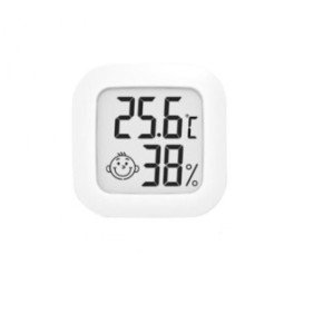 Mini termometro digitale per camerette bambini, igrometro incorporato, dimensioni 4,3 x 4,3 cm, colore bianco