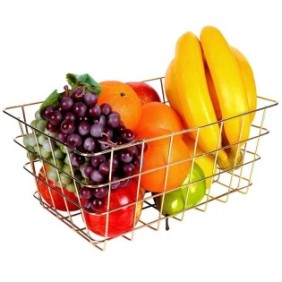Cesto di frutta, Excellent Houseware, per frutta metallo oro 30x21x14 cm