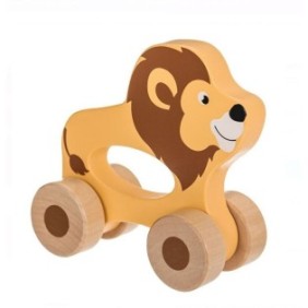 Giocattolo in legno, Leone su ruote 12x4,5x11,5 cm, 6 mesi +