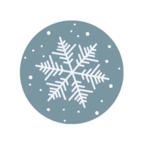 Set di 35 etichette autoadesive decorative, forma rotonda, "Fiocco di neve", carta kraft, acquamarina, misura Ø 37 mm