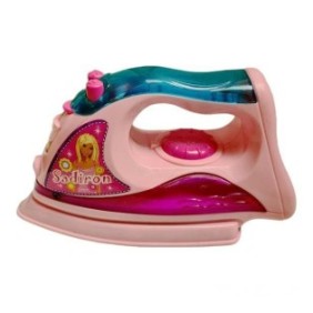 Ferro da stiro giocattolo, per bambini, con suoni e luci specifici, 19 cm, Rosa