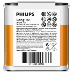 Batteria Philips LongLife 4,5 V a 1 foglio con adesivo