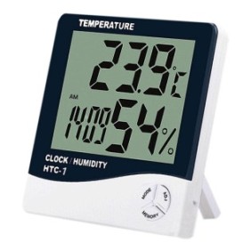 Termometro e igrometro digitale per ambiente Techstar® HTC-1, display Ora, Temperatura, Umidità, Bianco