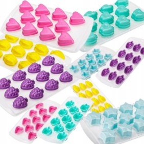 Set di 12 cubetti di ghiaccio, Silicone, Multicolor