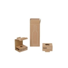 Scatola in cartone ecologico per trasporto bottiglie di vino, cartone ondulato, marrone, 166x141x385 mm
