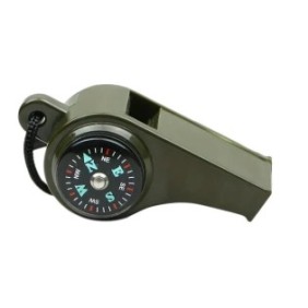 Survival Whistle Bussola e termometro con fischietto 3 in 1 con cavo Glixicom®