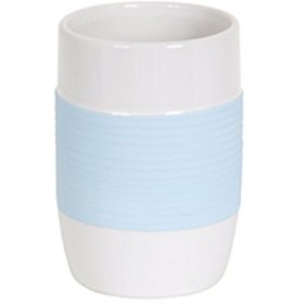 Bicchiere in ceramica Moorea Bianco-Blu
