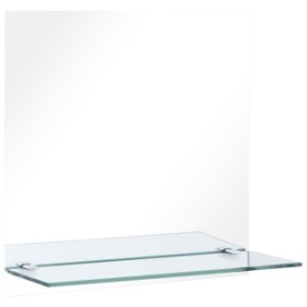 Set specchio da parete con 1 ripiano, vidaXL, Vetro di sicurezza, 30 x 30 cm, Argento