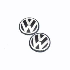 Set di 2 copricerchi, 52 / 56mm Volkswagen Passat Golf CC, neri, cromati per cerchi in alluminio