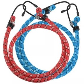 Set di 2 cavi per bagagli, Dedra, Gomma, 8 mm x 60 cm, Rosso/Blu
