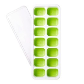 Set di 2 vaschette per cubetti di ghiaccio iFancy, polipropilene, bianco/verde, 25 x 10 x 3 cm