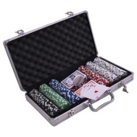 Set poker con 300 fiches e custodia in alluminio, modello DICE