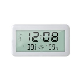 Termometro/Orologio da tavolo, Temperatura/Humidità, Ampio display LCD, Bianco