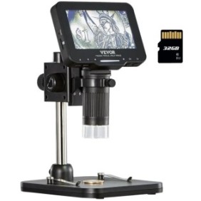 Microscopio digitale, Vevor, VLP043, ingrandimento 50X – 1000X, schermo IPS HD da 4,3 pollici