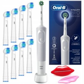 Set spazzolini elettrici Oral-B Vitality PRO Protect X Clean, Bianco, 8 testine di ricambio, 2 estrattori di pasta